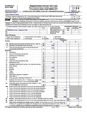 Schedule E Form 1040 2011