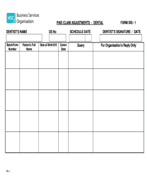 Dental Claim Adjustment Form