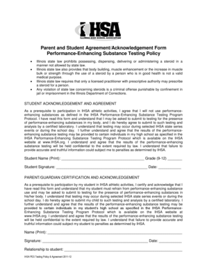 IHSA Performance-Enhancing Substance Testing Agreement