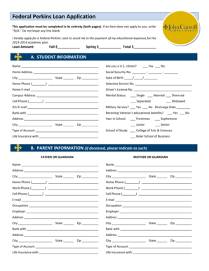 Federal Perkins Loan Application
