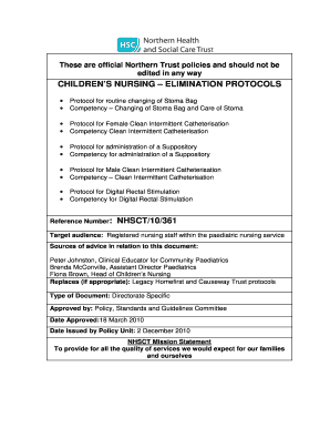Children’s Nursing Elimination Protocols