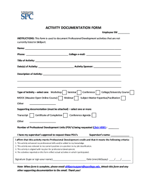 Employee Professional Development Activity Form