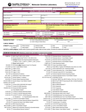 Seattle Children's Molecular Genetics Lab Test Request Form