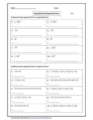 expanded form exponents worksheet
 Exponents Worksheets - Fill Online, Printable, Fillable ...