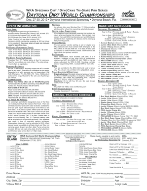 WKA Daytona Dirt World Championships Entry Form