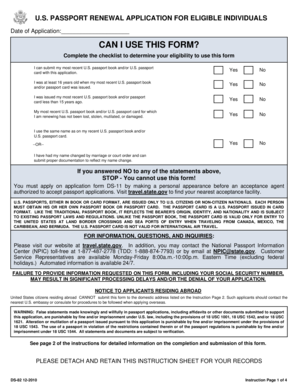 US Passport Renewal Application Form DS-82