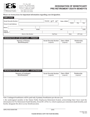 Maine Pre-Retirement Death Benefits Designation