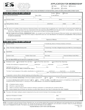 Maine Public Employees Retirement System Application