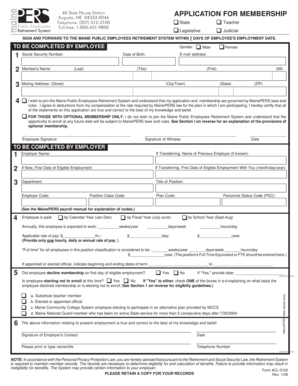 Maine Public Employees Retirement System Application