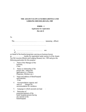 RULES, 1989 FORM - 1 To The............................................... - Tax Assam - tax assam gov