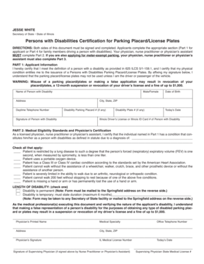 Illinois Persons with Disabilities Parking Placard Application