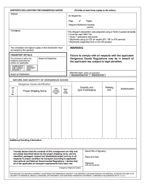 Shipper's Declaration for Dangerous Goods
