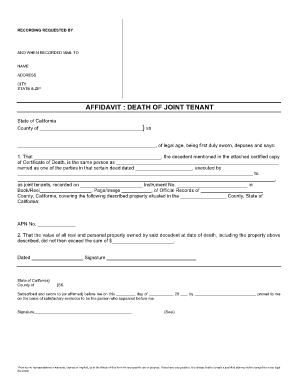 Affidavit Death of Joint Tenant