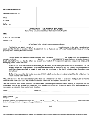 Affidavit – Death of Spouse