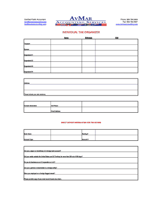 Individual Tax Organizer Form