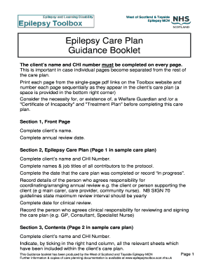 Epilepsy Care Plan Guidance Booklet