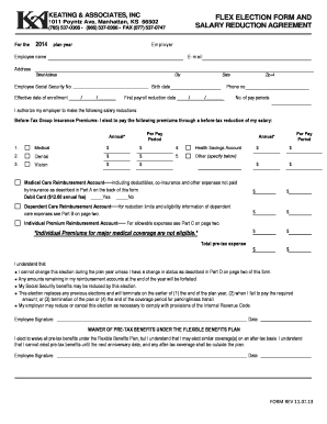 Salary Reduction Agreement for Flexible Benefits Plan