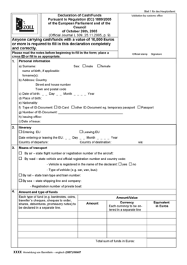 EU Cash Declaration Form