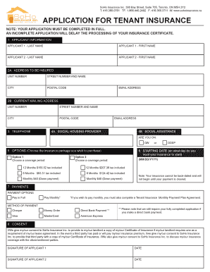 Tenant Insurance Application