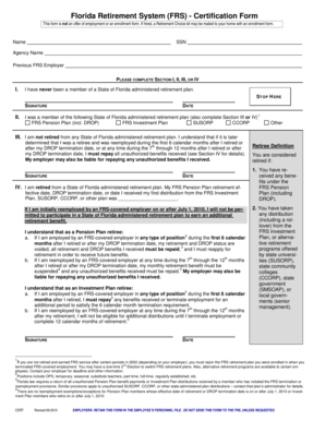 Florida Retirement System Certification Form
