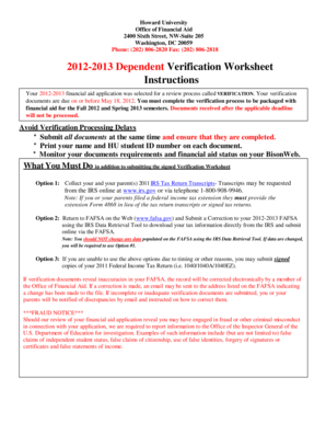 2012-2013 Dependent Verification Worksheet