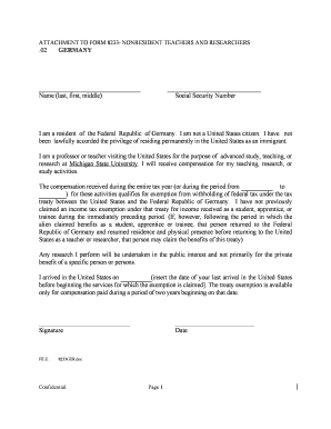 Form 8233 Nonresident Teachers and Researchers