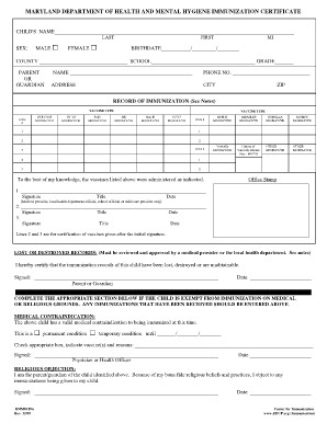 Maryland Immunization Certificate