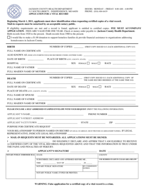 Jackson County Vital Record Application