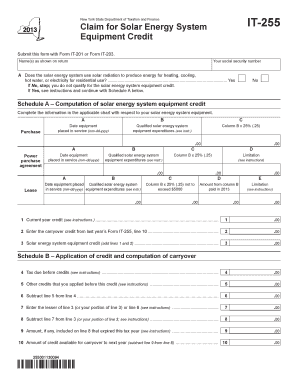 New York Solar Energy System Equipment Credit Form IT-255