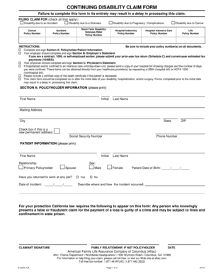 Continuing Disability Claim Form
