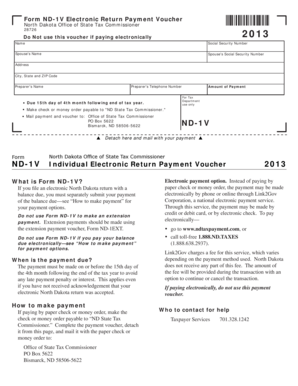 North Dakota ND-1V Electronic Return Payment Voucher
