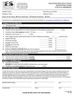 MainePERS Vacation and Sick Leave Reporting Form