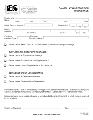 Maine Group Life Insurance Cancellation Form