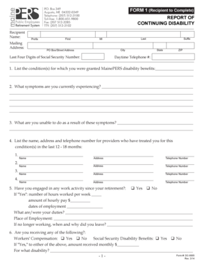 MainePERS Continuing Disability Form