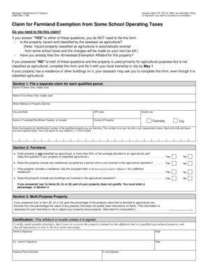 Michigan Farmland Exemption Claim Form