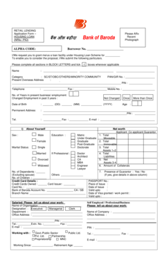 Bank of Baroda Housing Loan Application Form