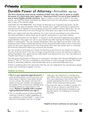 Durable Power of Attorney for Fidelity Annuities