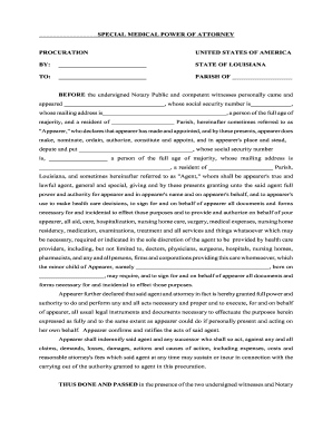 Special Medical Power of Attorney