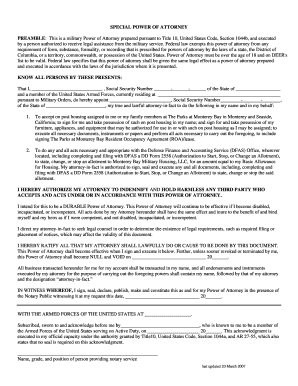 Military Special Power of Attorney