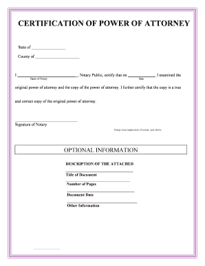 Certification of Power of Attorney