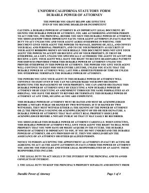 California Durable Power of Attorney Form