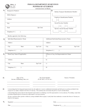 Indiana Power of Attorney Form