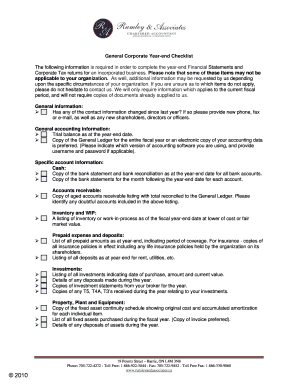 Corporate Year-End Financial Checklist