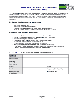 Enduring Power of Attorney Form