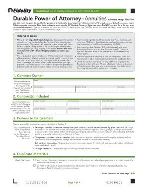 Fidelity Durable Power of Attorney – Annuities