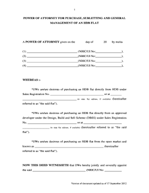 Power of Attorney for HDB Flat Purchase and Management