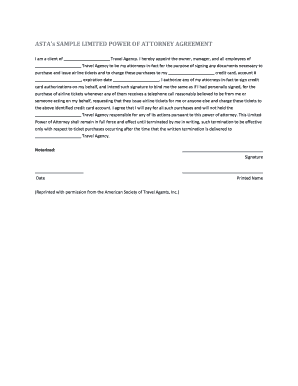 ASTA Limited Power of Attorney Agreement