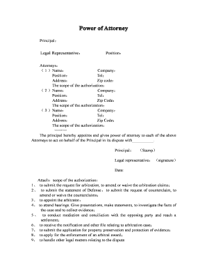 Power of Attorney for Arbitration Dispute