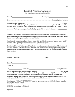 Limited Power of Attorney for Trustee Sales