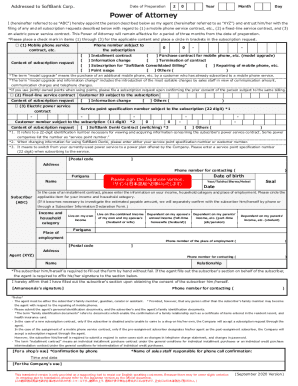 Power of Attorney for SoftBank Services
